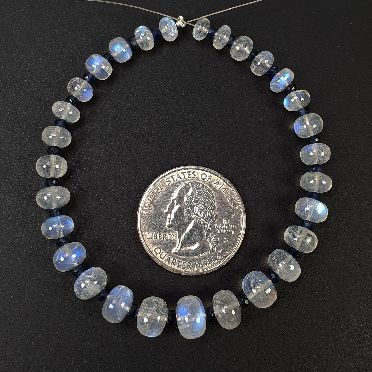 RAINBOW MOONSTONE & BLUE Sapphire Gemstone Loose Beads : 53.70cts Natural Untreated Moonstone Oval Plain Nuggets 6mm - 8.5mm 7" (With Video)