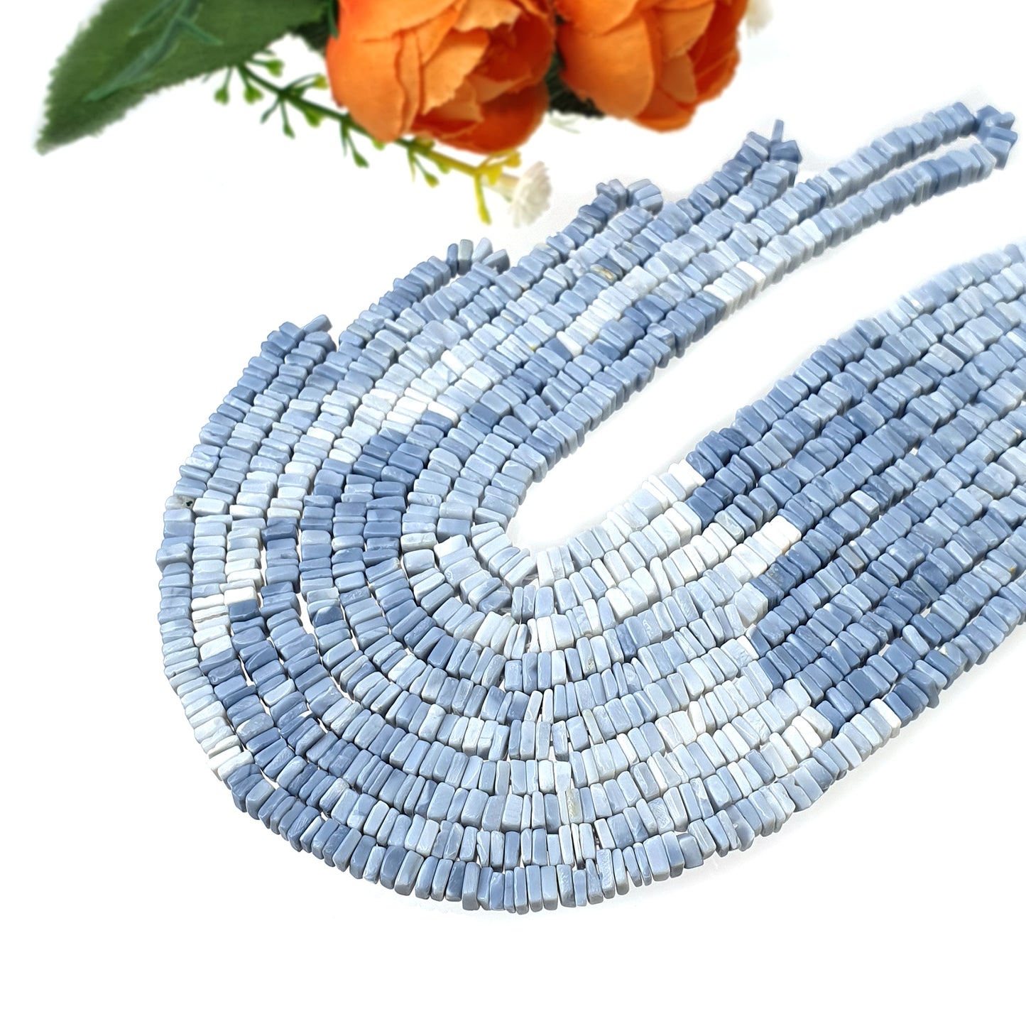 OPAL Gemstone Loose BEADS : Natural Color Enhanced Shaded Blue Opal Loose Square Heishe Statement Beads 17"