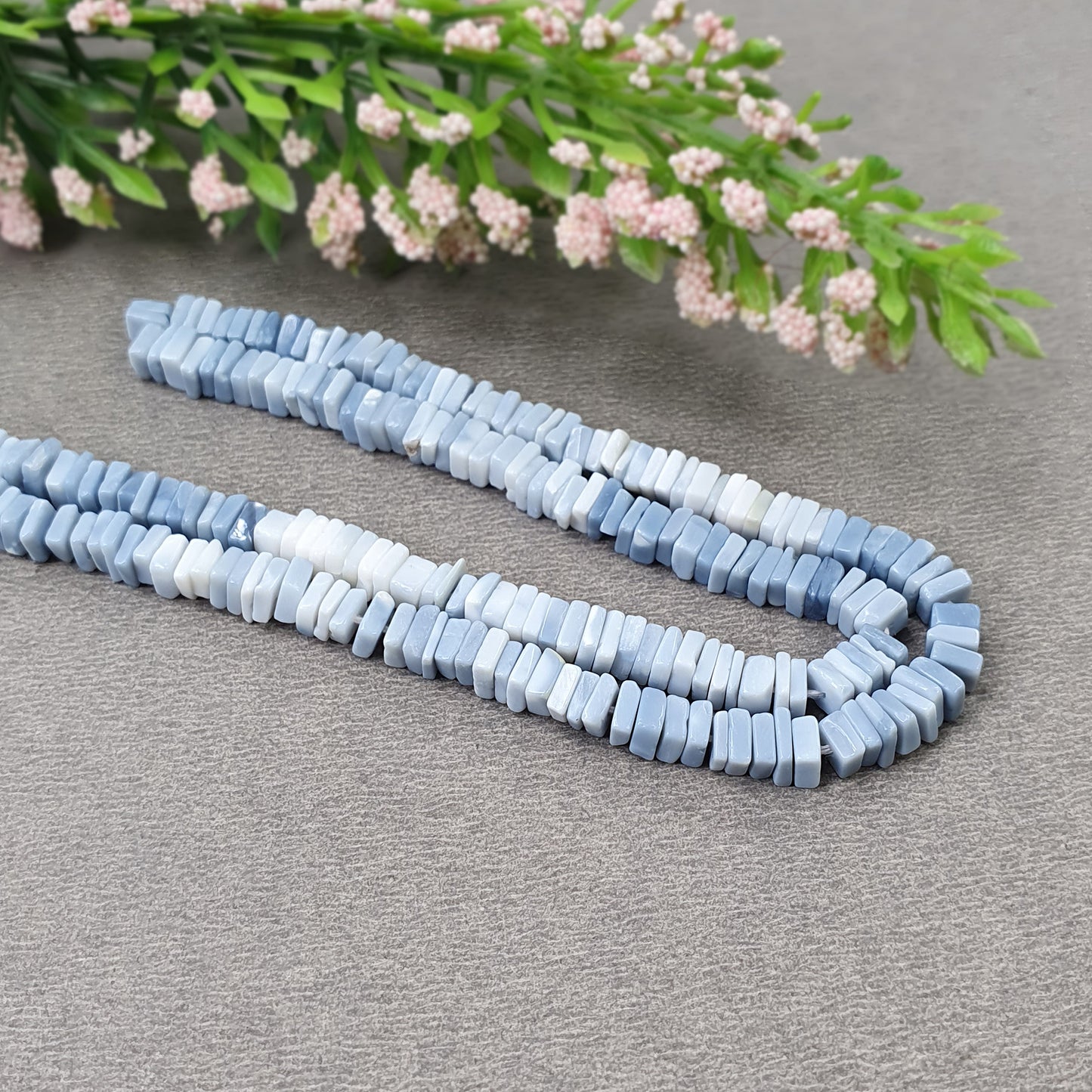 OPAL Gemstone Loose BEADS : Natural Color Enhanced Shaded Blue Opal Loose Square Heishe Statement Beads 17"