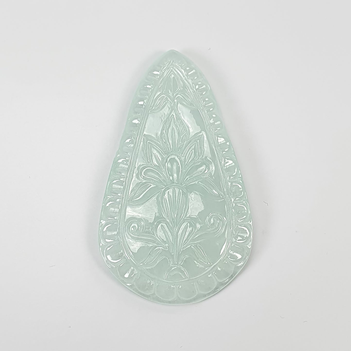 AQUAMARINE Gemstone Carving : 91.90cts Natural Untreated Blue Aquamarine Hand Carved Uneven Shape 56*32.5mm