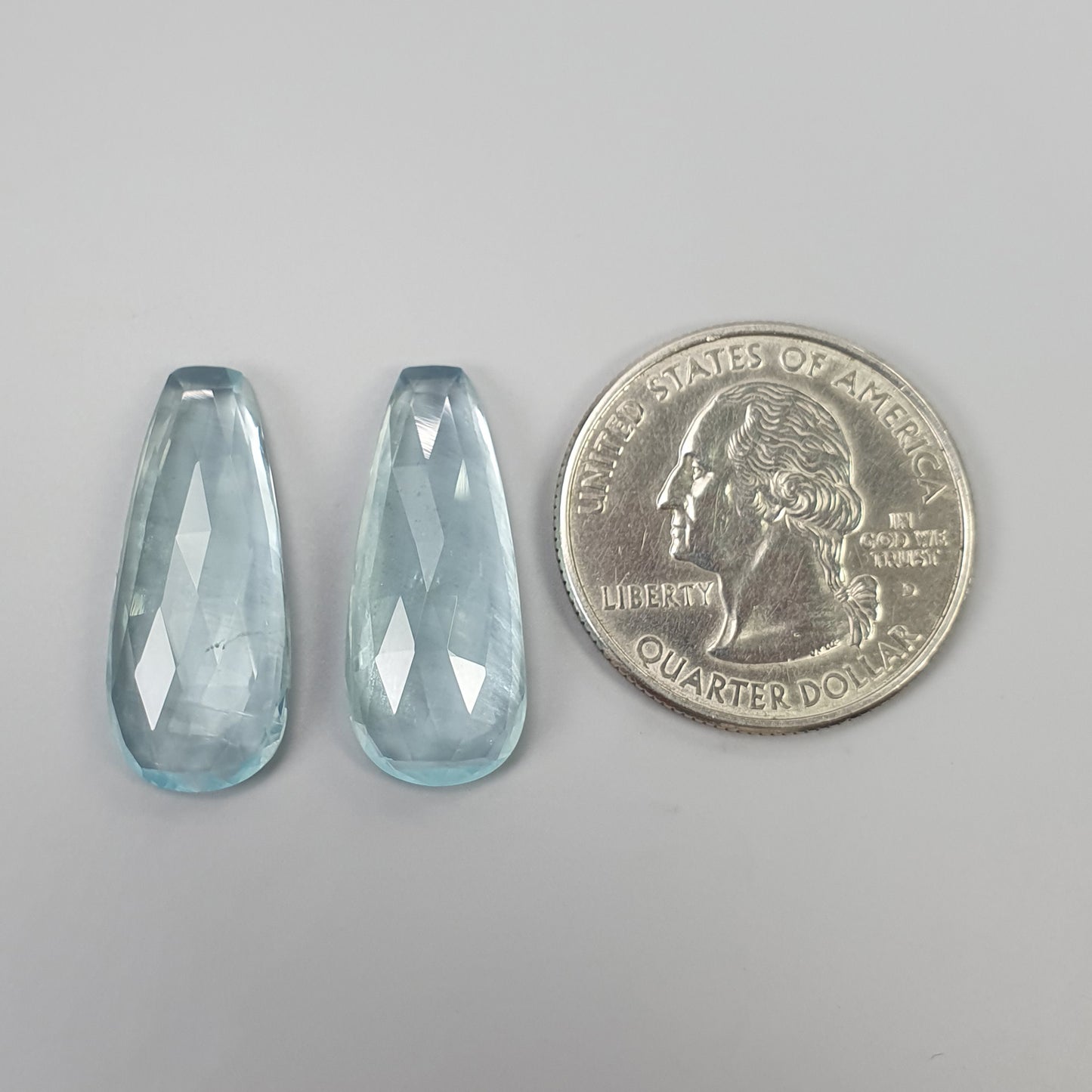 AQUAMARINE Gemstone Rose Cut : 20.60cts Natural Untreated Unheated Blue Aquamarine Uneven Shape 25*10.5mm Pair
