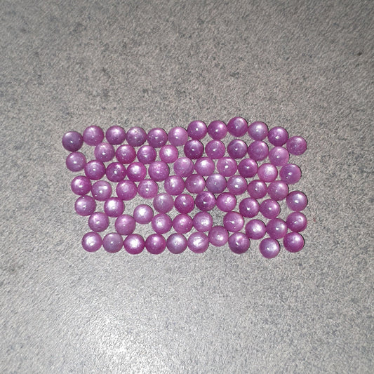 Star Sheen Ruby (See Video) Gemstone Cabochon : 32.20cts Natural Untreated Ruby Round Shape Cabochon 4mm 71pcs
