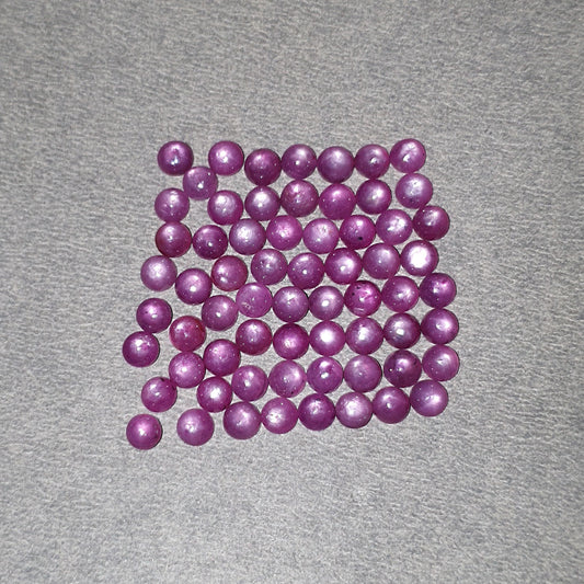 Star Sheen Ruby Gemstone Cabochon : 28.90cts Natural Untreated Ruby Round Shape Cabochon 4mm 65pcs