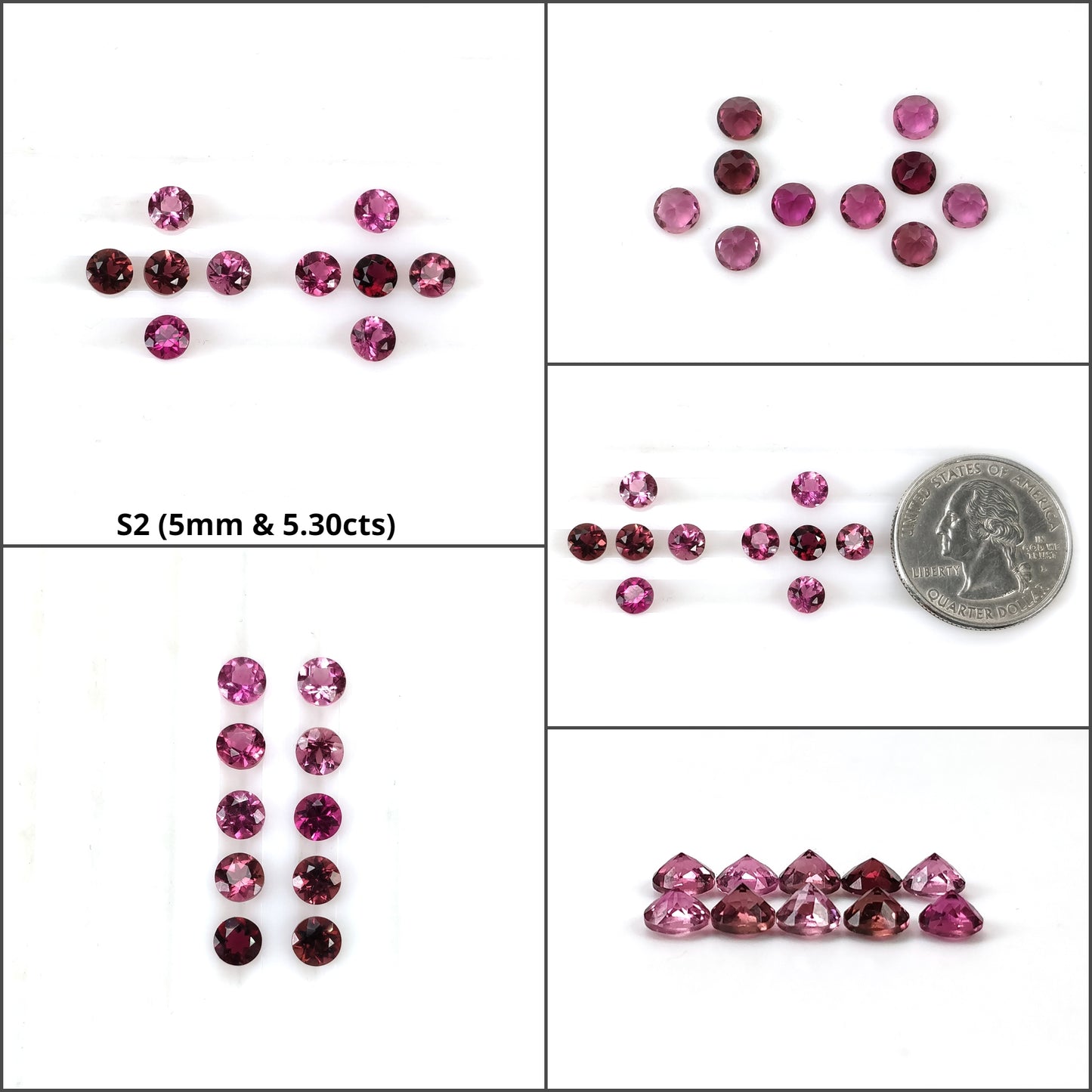 Multi Color TOURMALINE Gemstone Normal Cut : Natural Untreated Unheated Watermelon Tourmaline Round Shape Set