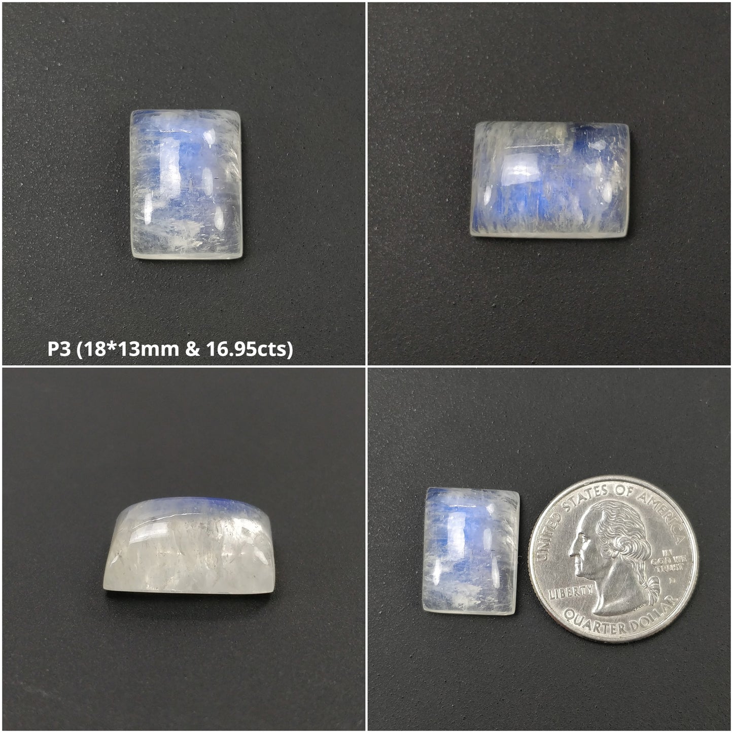 RAINBOW MOONSTONE Gemstone Cabochon : Natural Untreated Unheated Moonstone Cushion Hexagon Uneven Shape