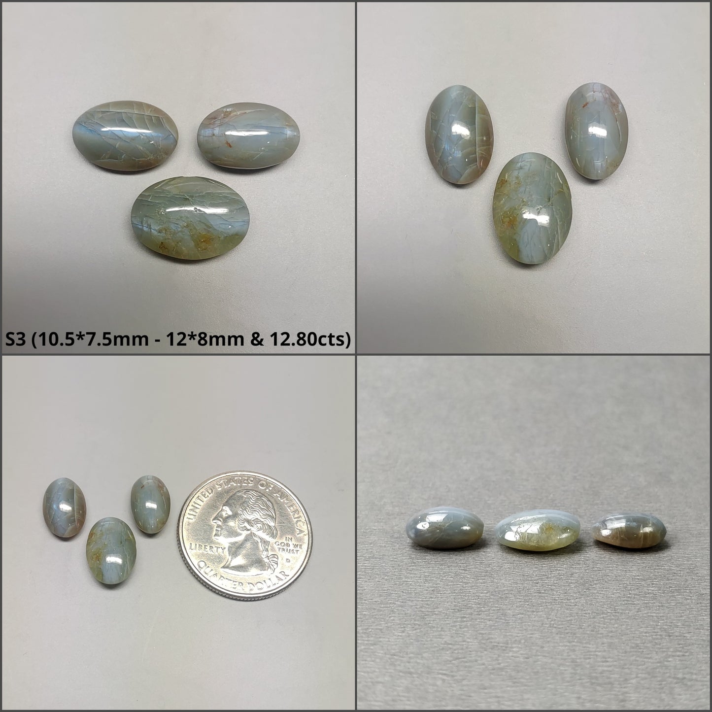 CHRYSOBERYL CAT'S EYE Gemstone Cabochon : Natural Untreated Unheated Cat's Eye Round And Oval Shape 2pcs & 3pcs