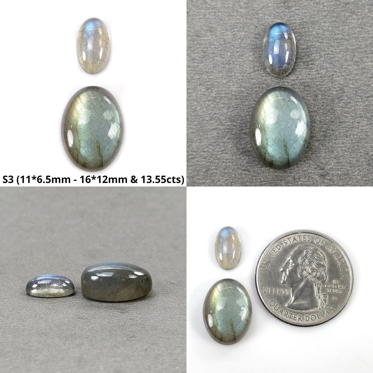 BLUE LABRADORITE Gemstone Cabochon : Natural Untreated Labradorite Oval Pear Round Cushion Shapes 2pcs