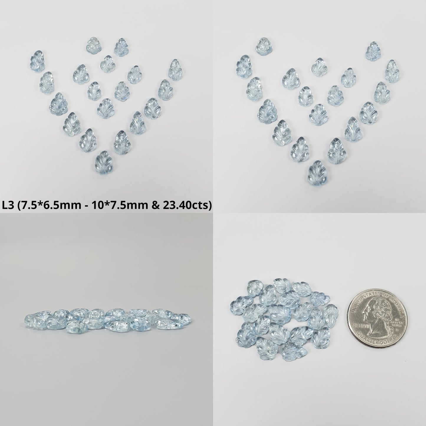 BLUE AQUAMARINE Gemstone Carving  : Natural Untreated Unheated Aquamarine Hand Carved Leaves Lots