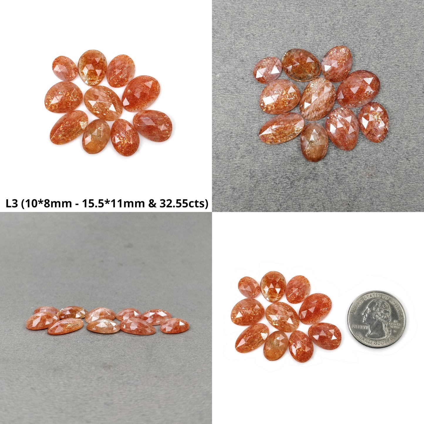 Chatoyant ORANGE SUNSTONE Gemstone Rose Cut : Natural Untreated Sunstone Uneven Shape Lots