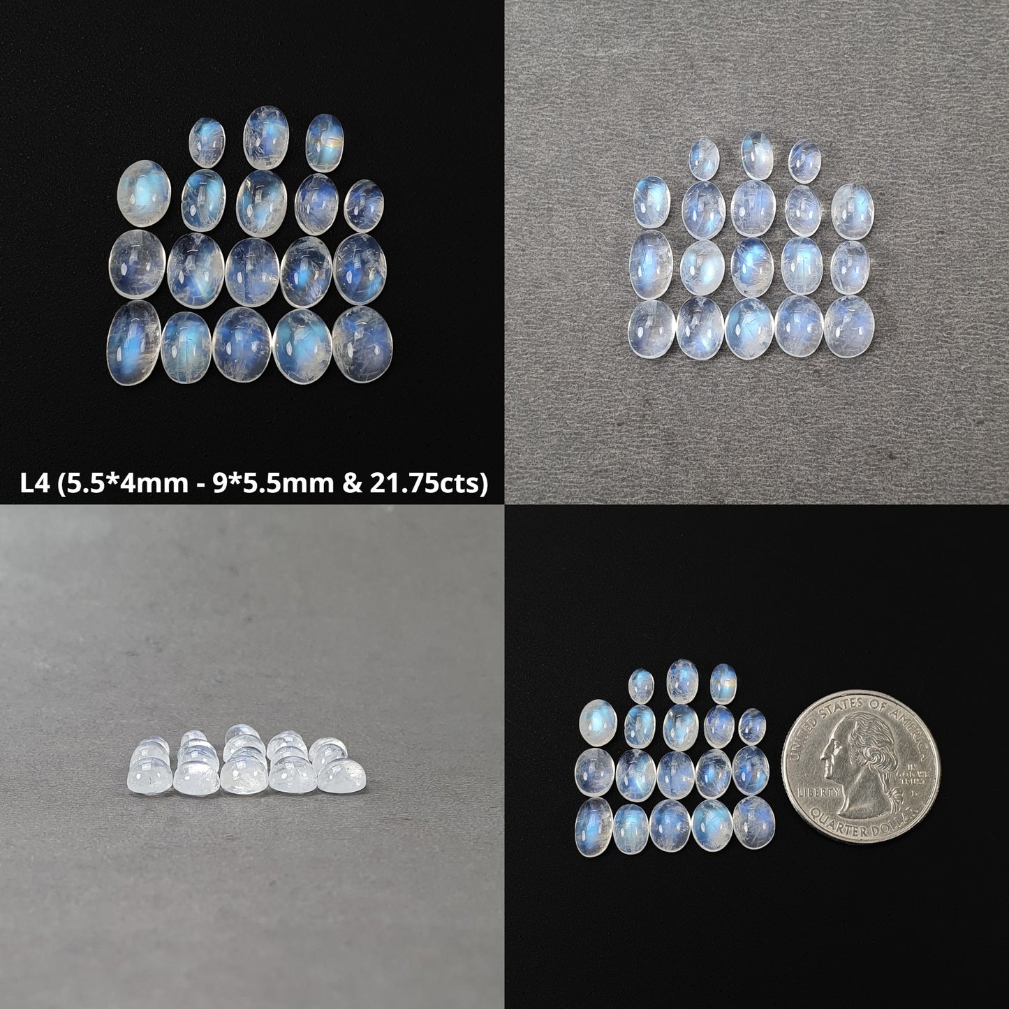 Moonstone Gemstone Cabochon : Natural Untreated Unheated Rainbow Moonstone Cushion Triangle Shape Lots