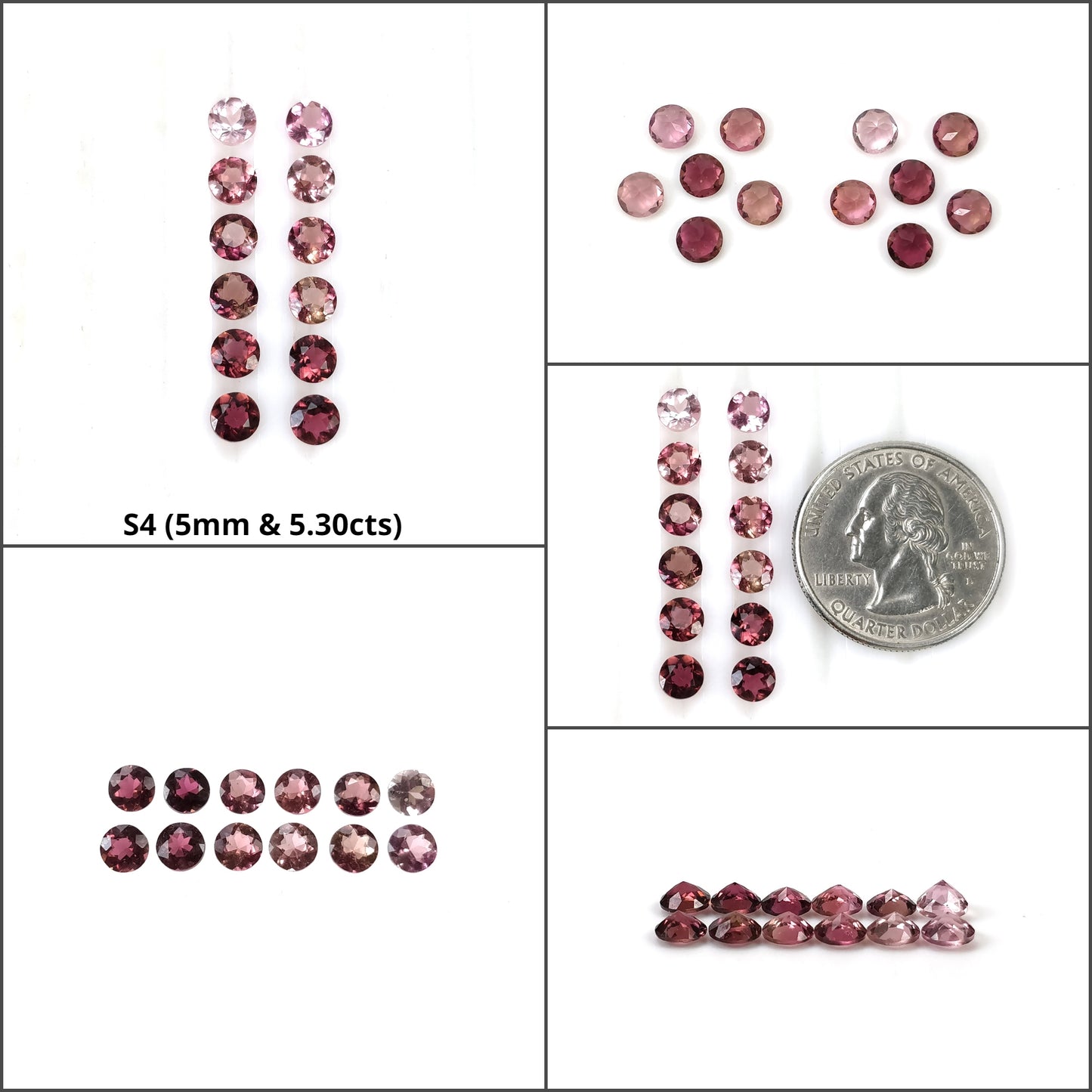 Multi Color TOURMALINE Gemstone Normal Cut : Natural Untreated Unheated Watermelon Tourmaline Round Shape Set