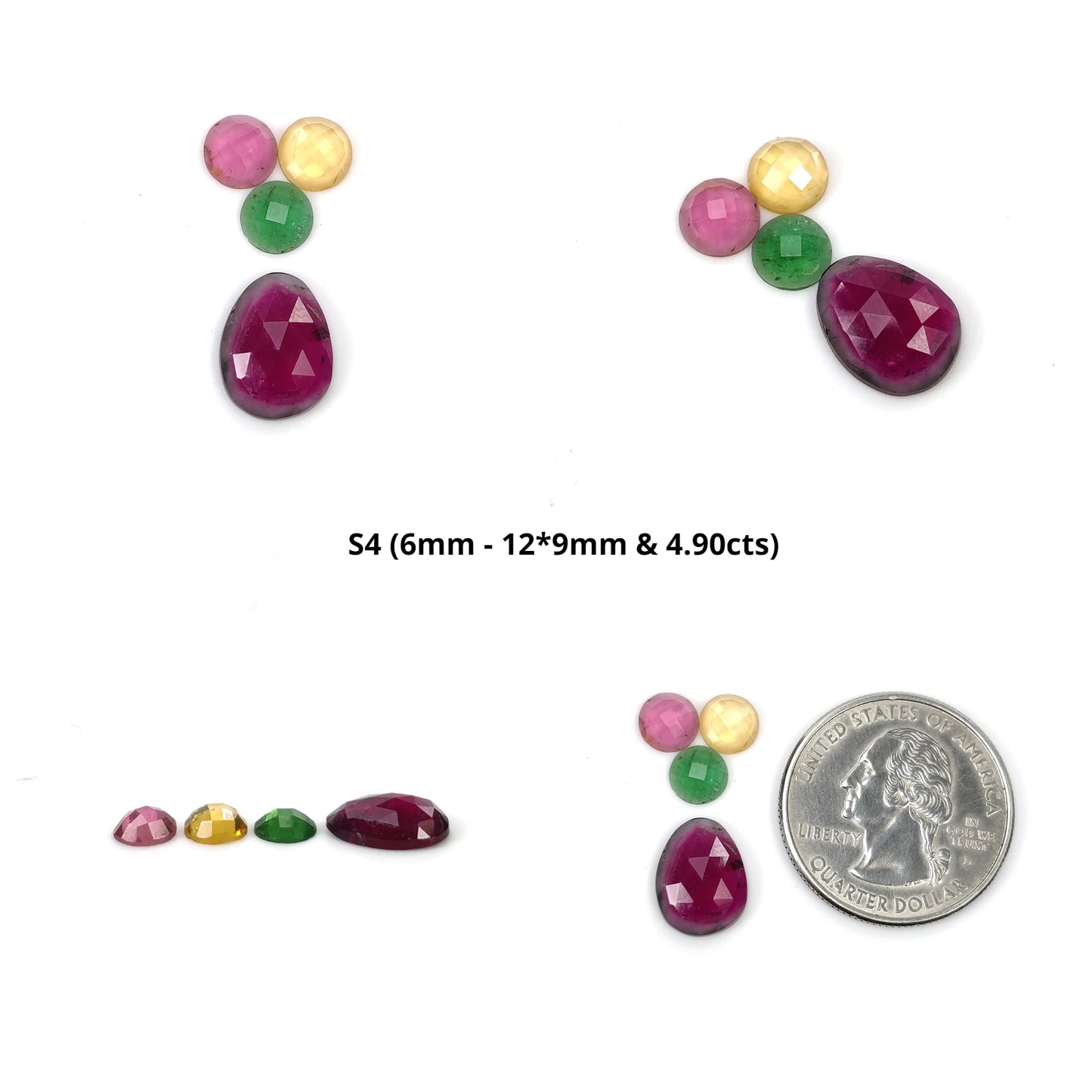 Watermelon Tourmaline Gemstone Carving Cabochon & Rose Cut : Natural Untreated Pink Green Tourmaline Hand Carved Sets