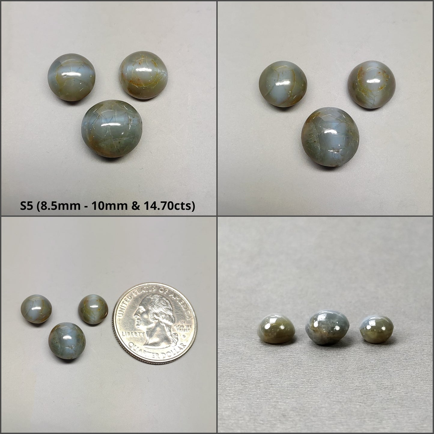 CHRYSOBERYL CAT'S EYE Gemstone Cabochon : Natural Untreated Unheated Cat's Eye Round And Oval Shape 2pcs & 3pcs