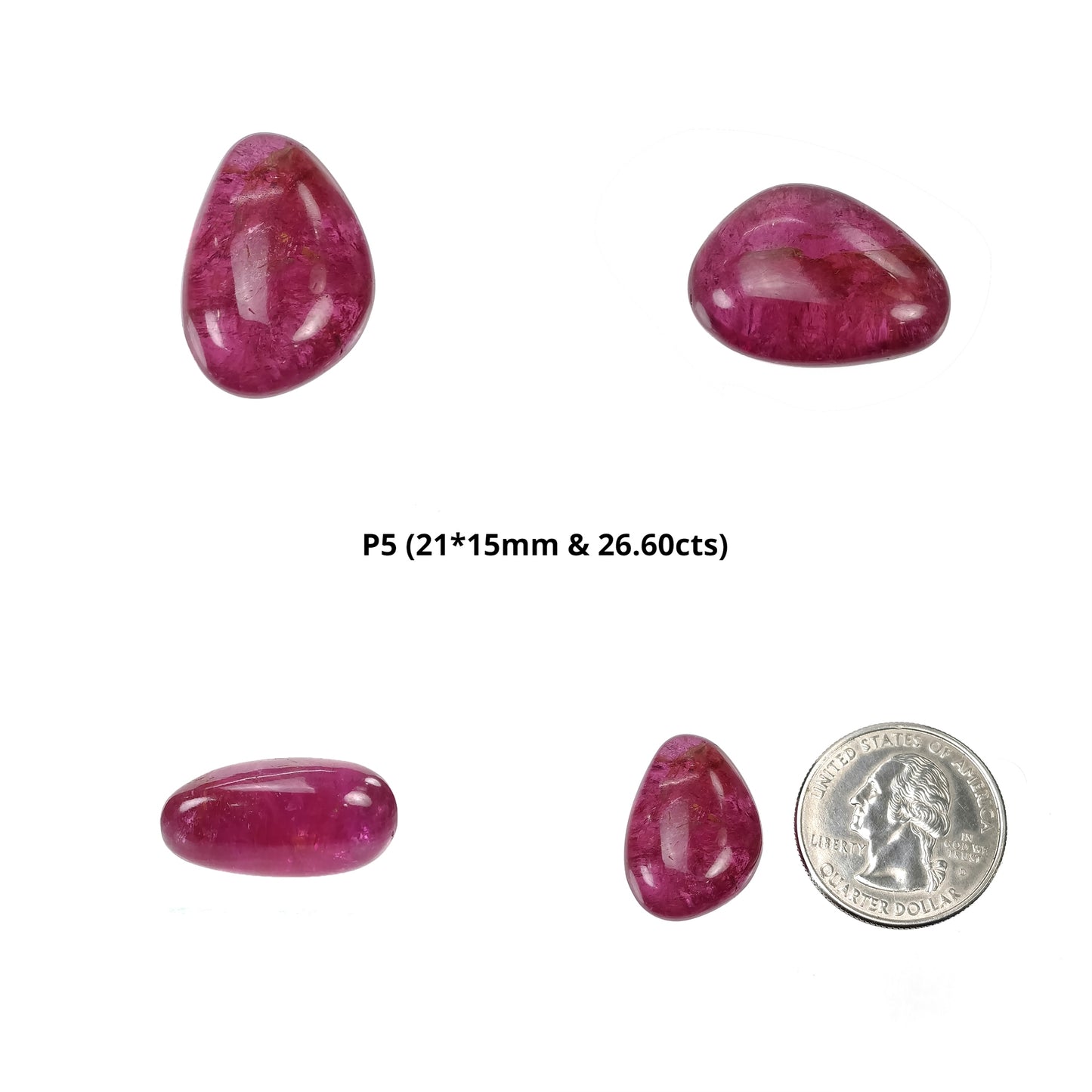 Pink Tourmaline Gemstone Tumble : Natural Untreated Tourmaline Uneven Shape Cabochon