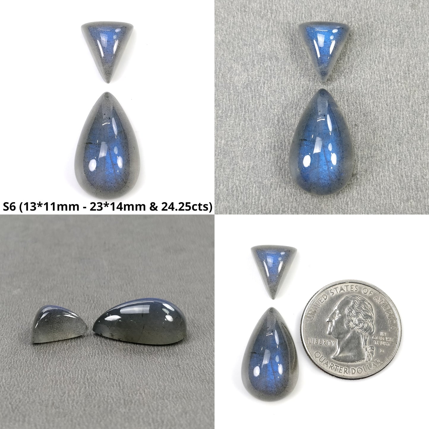 BLUE LABRADORITE Gemstone Cabochon : Natural Untreated Labradorite Oval Pear Round Cushion Shapes 2pcs
