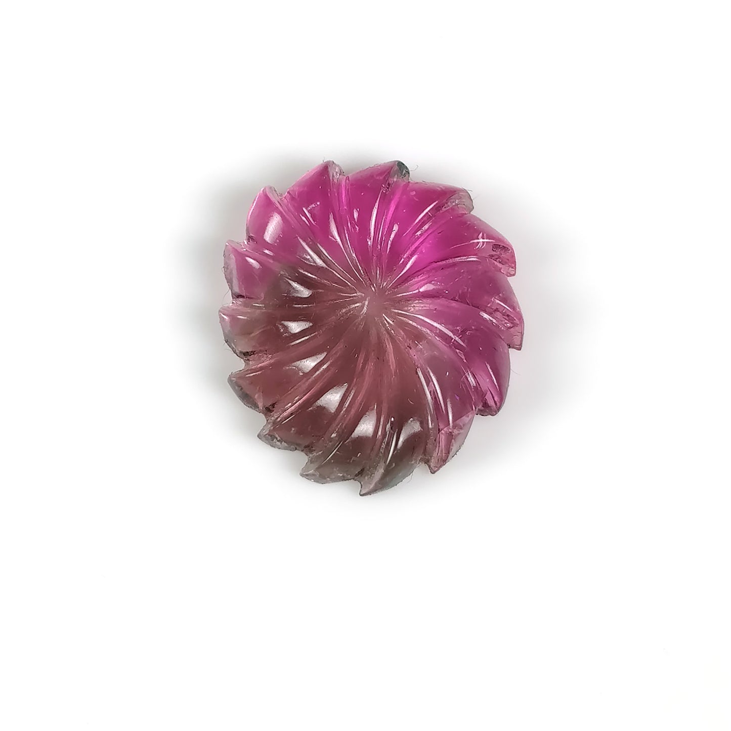 Watermelon TOURMALINE Gemstone Carving : 9.23cts Natural Untreated Pink Tourmaline Hand Carved Floral Carving 18*16mm (With Video)