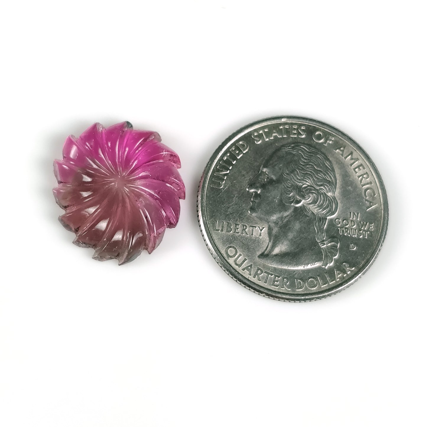 Watermelon TOURMALINE Gemstone Carving : 9.23cts Natural Untreated Pink Tourmaline Hand Carved Floral Carving 18*16mm (With Video)