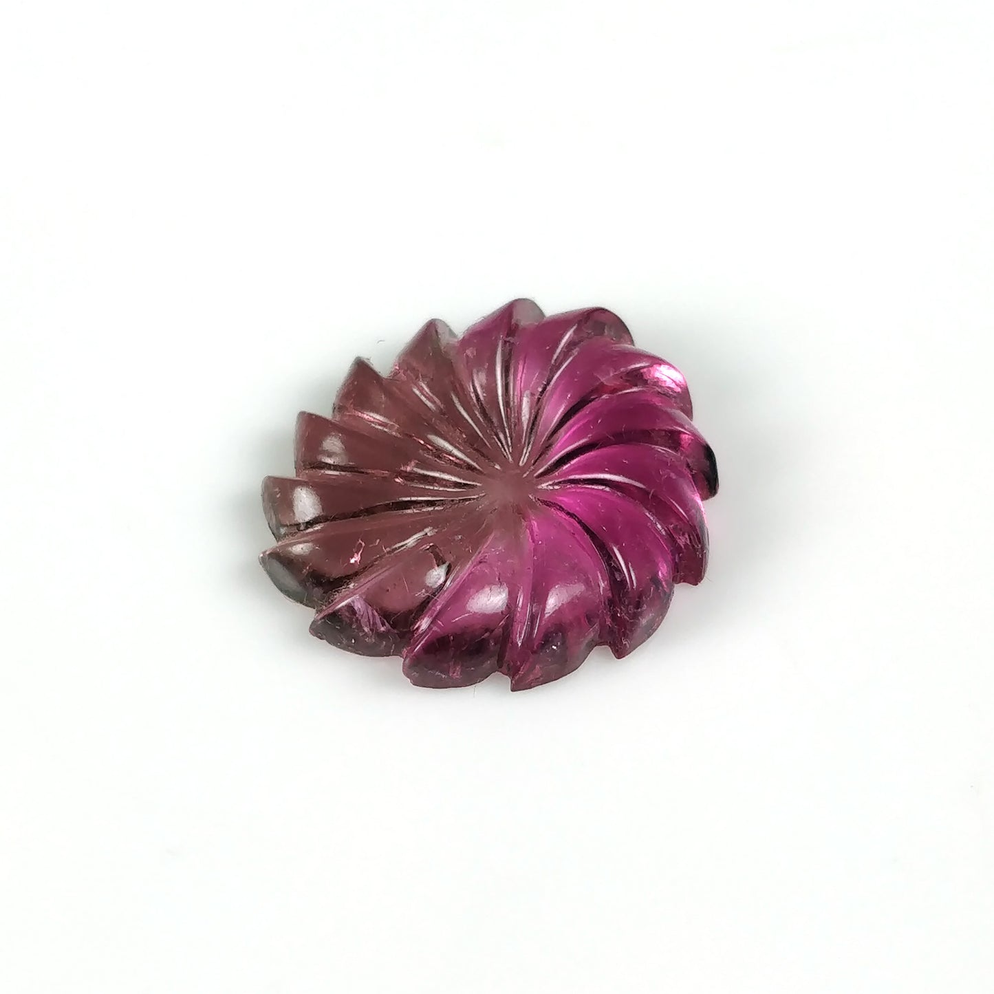 Watermelon TOURMALINE Gemstone Carving : 9.23cts Natural Untreated Pink Tourmaline Hand Carved Floral Carving 18*16mm (With Video)