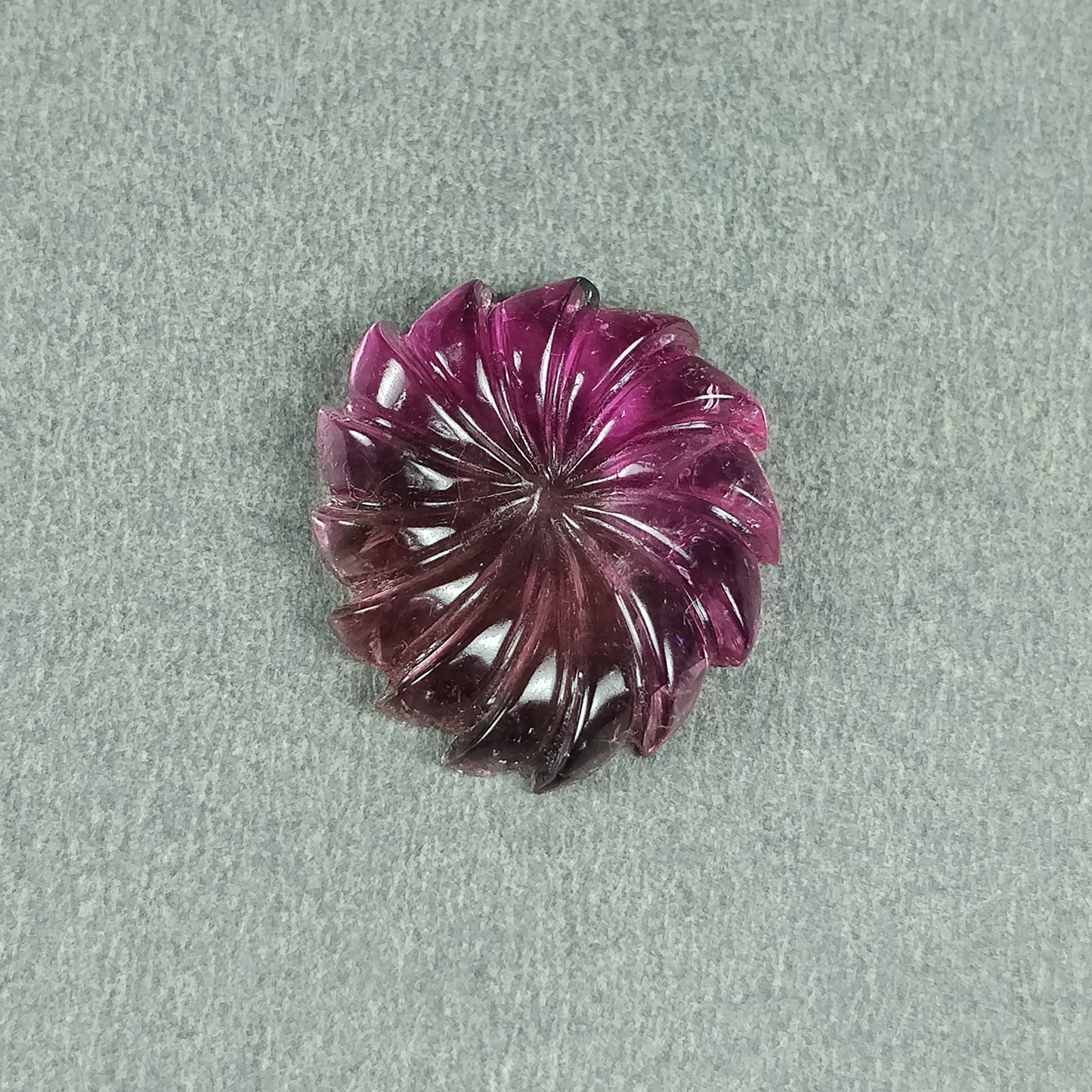 Watermelon TOURMALINE Gemstone Carving : 9.23cts Natural Untreated Pink Tourmaline Hand Carved Floral Carving 18*16mm (With Video)