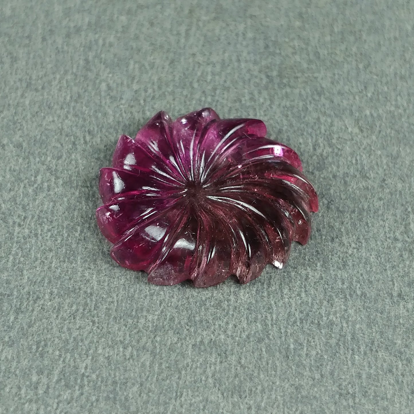 Watermelon TOURMALINE Gemstone Carving : 9.23cts Natural Untreated Pink Tourmaline Hand Carved Floral Carving 18*16mm (With Video)