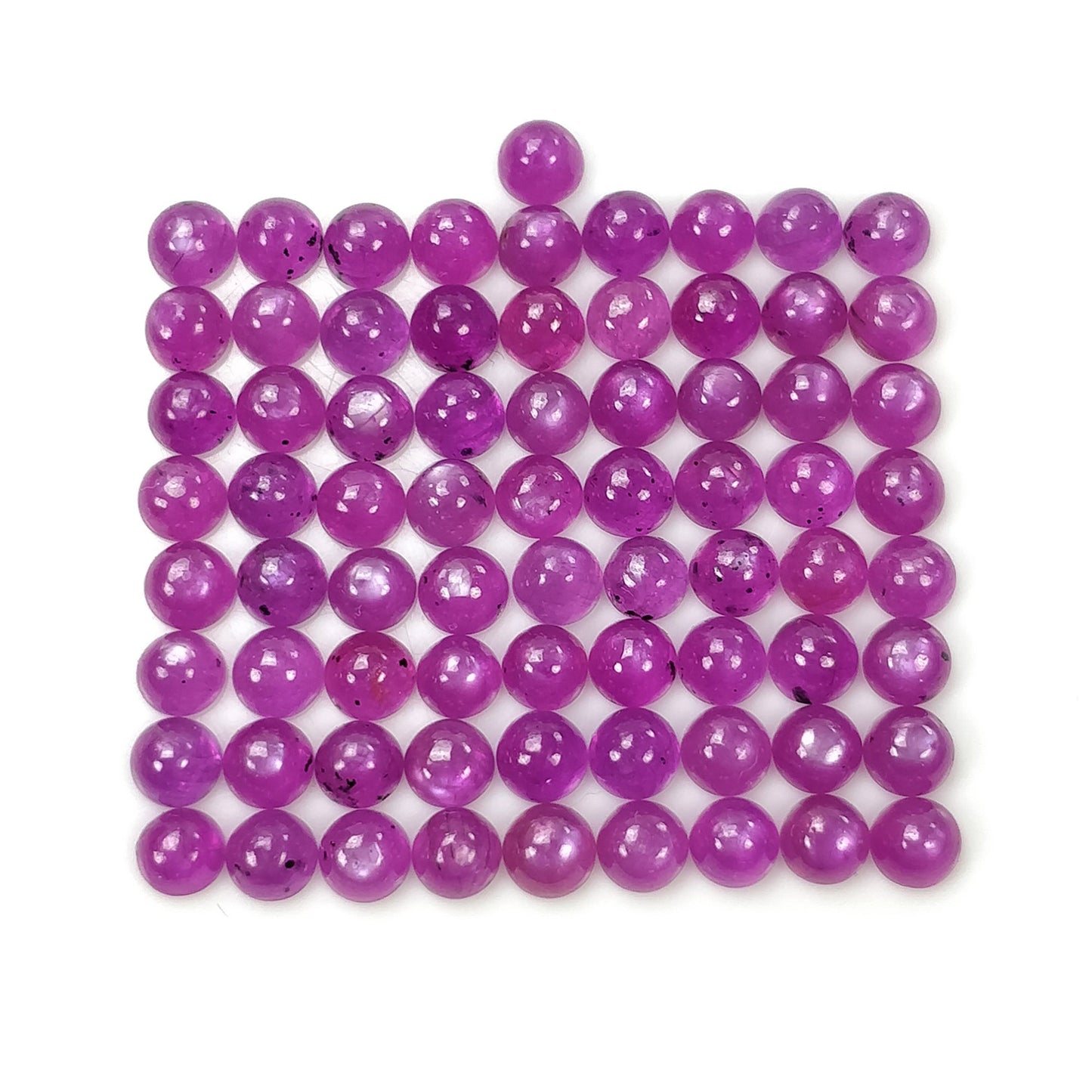 PURPLE RUBY GEMSTONE Cabochon : 32.15cts. Natural Untreated Unheated Ruby Gemstone Round Shape Cabochon 4mm 73pcs (With Video)