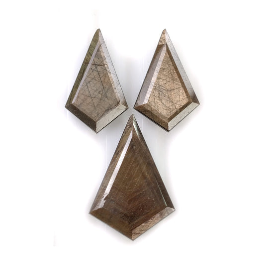 Golden Brown CHOCOLATE SAPPHIRE Gemstone Normal Cut : 37.50cts Natural Untreated Unheated Uneven Shape 23*14mm - 26*18mm 3pcs (With Video)