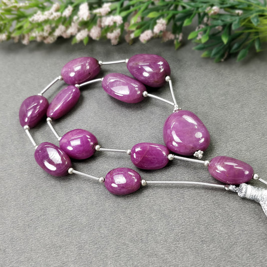 RUBY Gemstone Cabochon Loose Beads : 258.55cts Natural Untreated Unheated Ruby Oval Shape Plain Beads 14*11mm - 21.5*17.5mm