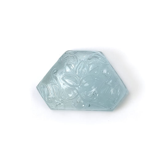 BLUE AQUAMARINE Gemstone Carving  : 32.05cts Natural Untreated Both Side Aqua Hand Carved Uneven Shape 29*19mm