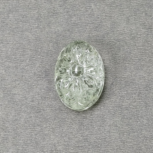 GREEN AQUAMARINE Gemstone Carving : 32.82cts Natural Untreated Milky Aqua Both Side Hand Carved Oval Shape 26*18.5mm
