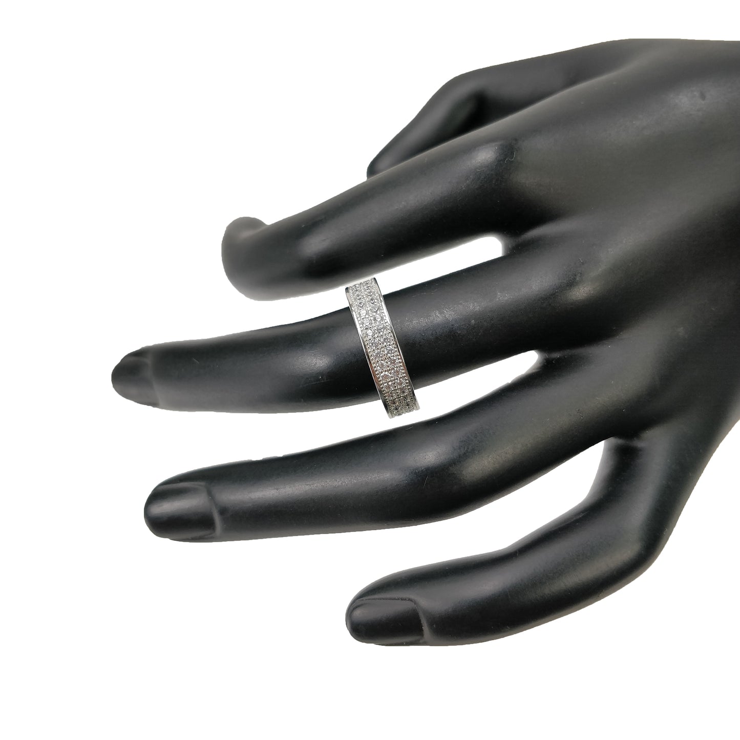 White Silver Color Eternity Ring Cubic Zirconia Pave Setting Fashion Anniversary Jewelry Ring for Women