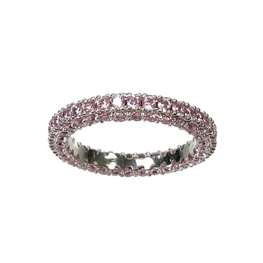 Classic Women Rings Full AAA Cubic Zircon White Pink Cubic Zirconia Crystal Channel Setting Fashion Ring Female Jewelry Gift