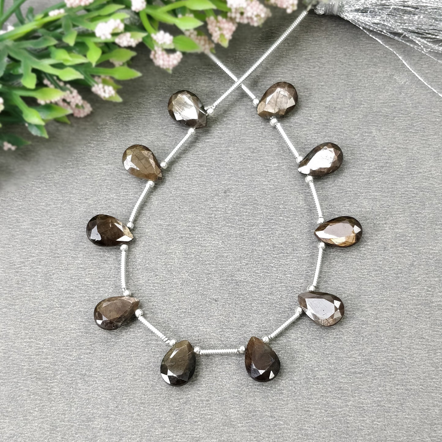 Golden Brown CHOCOLATE Sapphire Gemstone Normal Cut Loose Beads : 29.10cts Natural Unheated Pear Shape Faceted Beads 10*7mm - 10.5*7mm