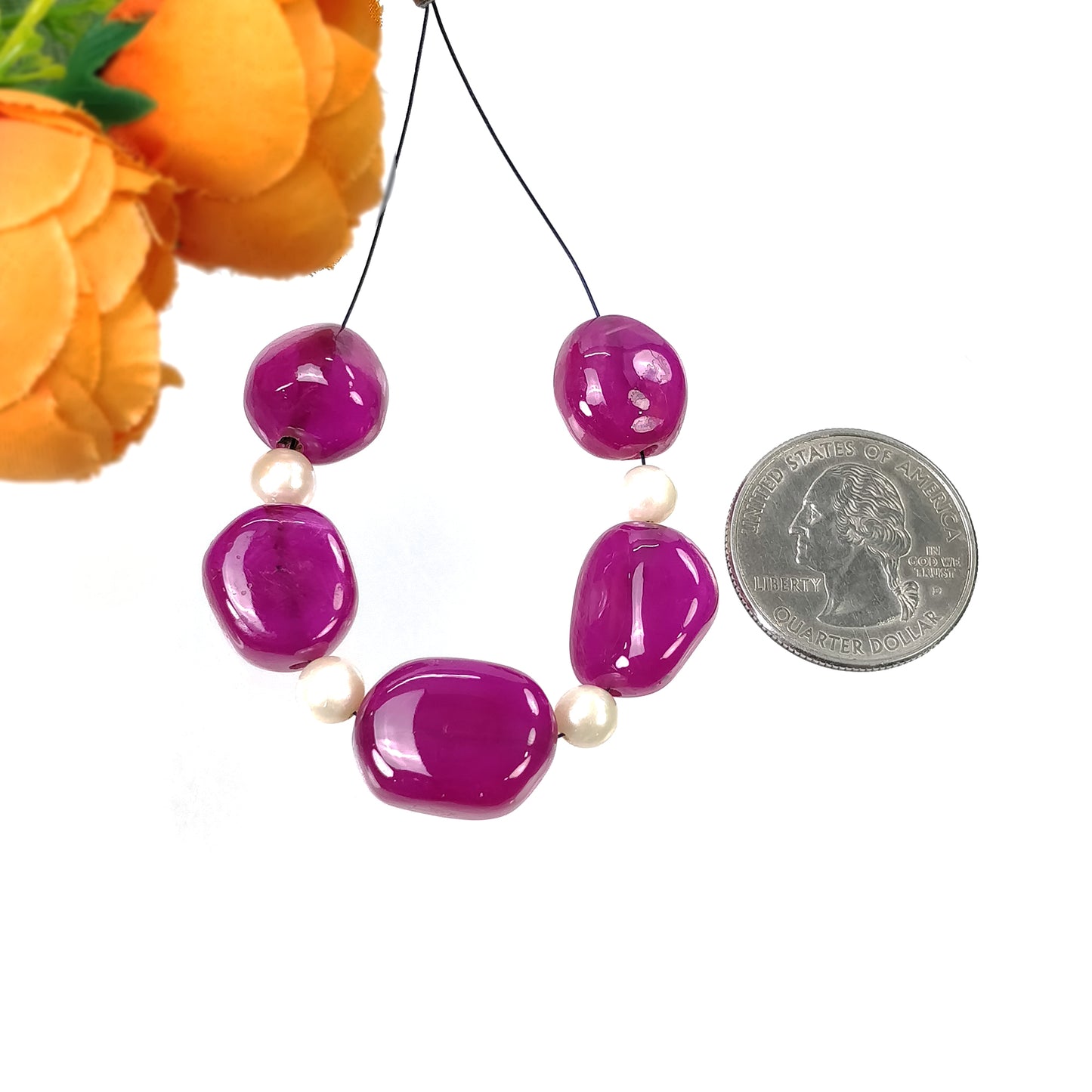 RUBY Gemstone Loose Beads : 111.90cts Natural Glass Filled Ruby Gemstone Uneven Shape Cabochon Beads Tumbles 14*13mm - 18*14mm