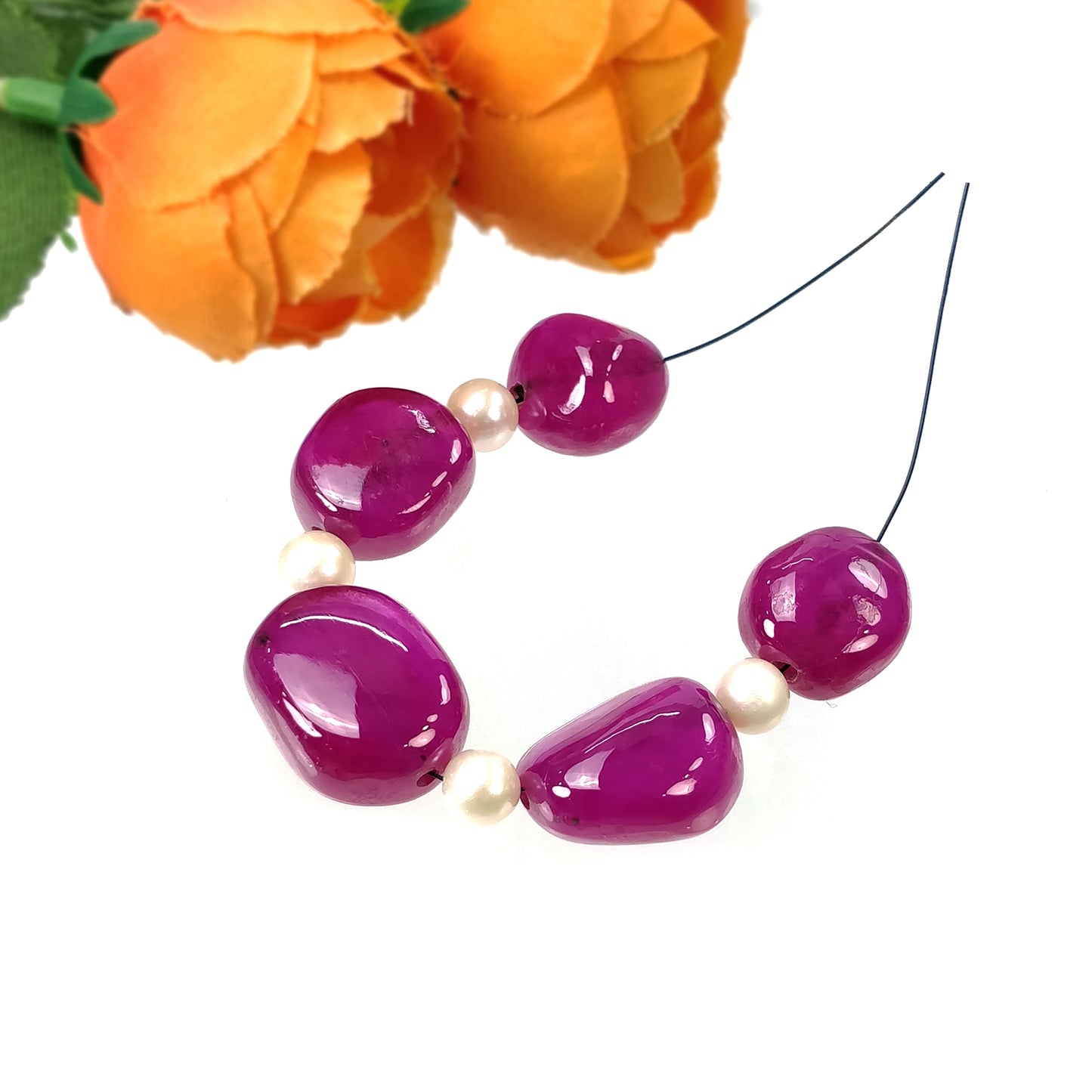 RUBY Gemstone Loose Beads : 111.90cts Natural Glass Filled Ruby Gemstone Uneven Shape Cabochon Beads Tumbles 14*13mm - 18*14mm