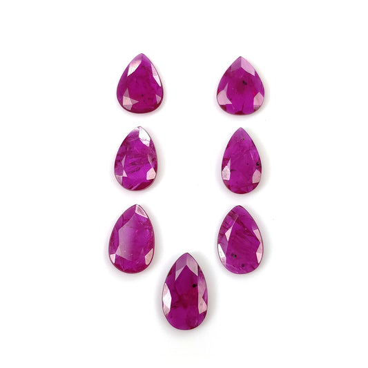 Mozambique RUBY Gemstone Normal Cut : 8.61cts Natural Untreated Unheated Reddish Pink Ruby Pear Shape 9*7mm - 11*7mm 7pcs
