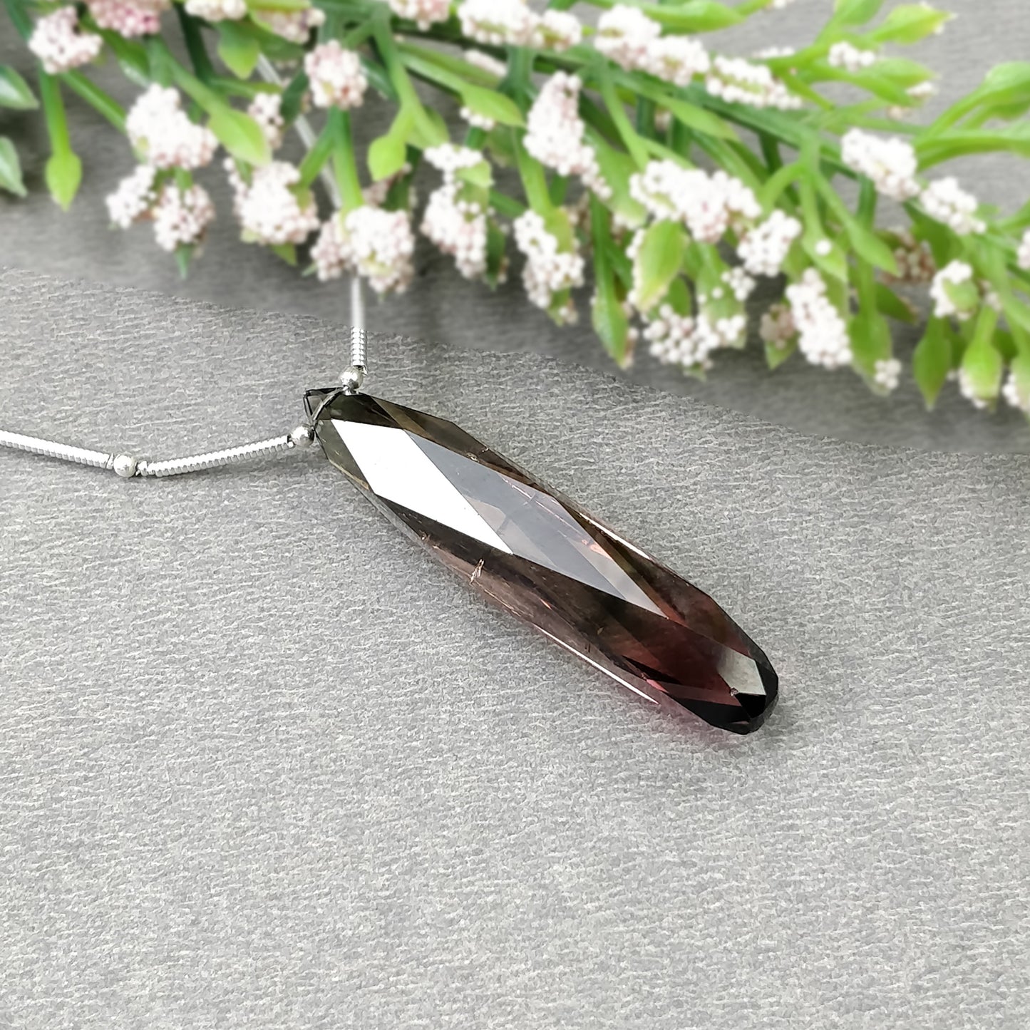 Watermelon TOURMALINE Gemstone Loose Beads : 26.70cts Natural Untreated Bi-Color Tourmaline Faceted Checker Cut Drop 40.5mm