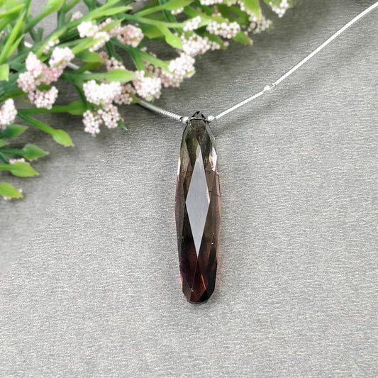 Watermelon TOURMALINE Gemstone Loose Beads : 26.70cts Natural Untreated Bi-Color Tourmaline Faceted Checker Cut Drop 40.5mm