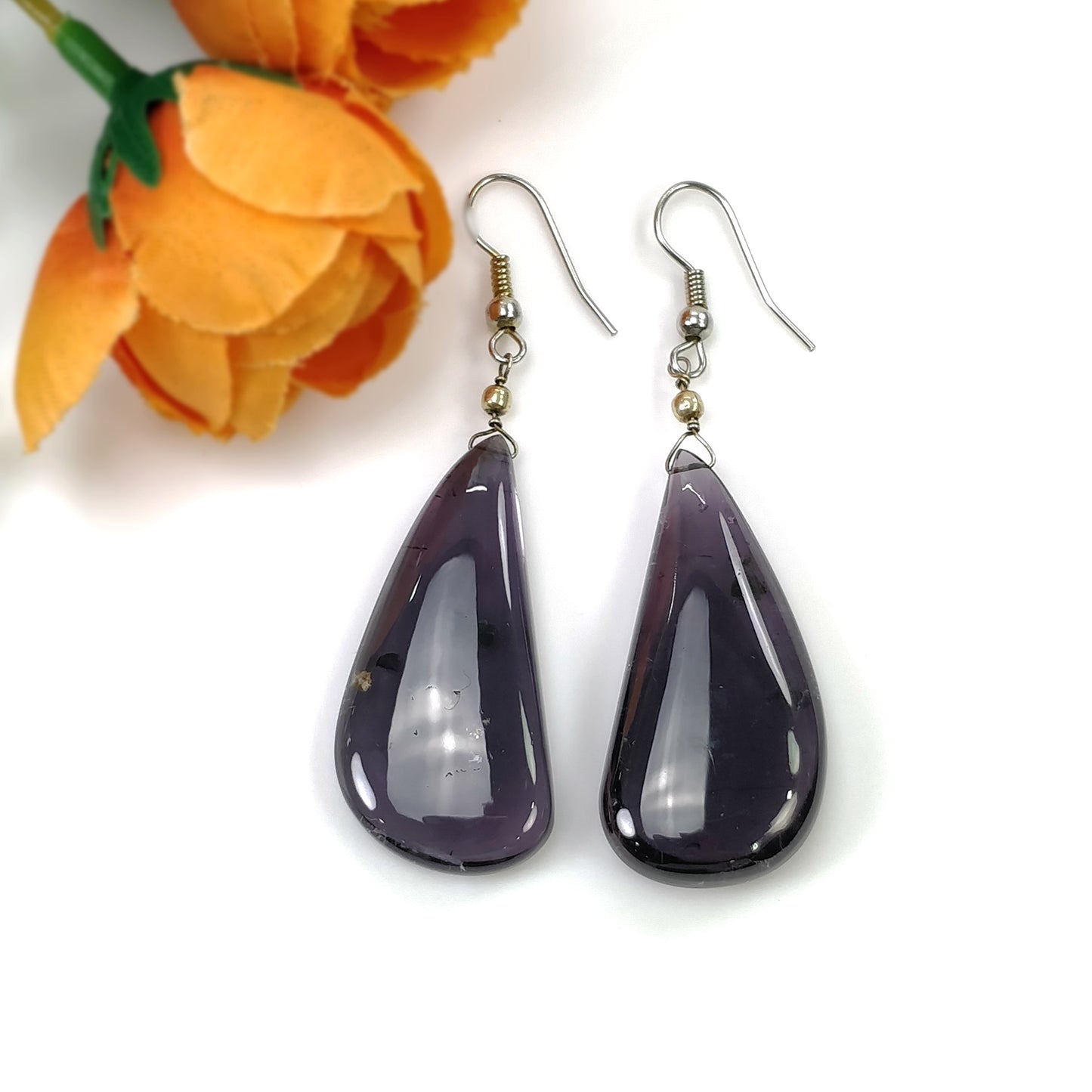 Watermelon Tourmaline Gemstone Earring : 14.56gms Natural Untreated Tourmaline 925 Sterling Silver Drop Dangle Hook Earrings 2.35"