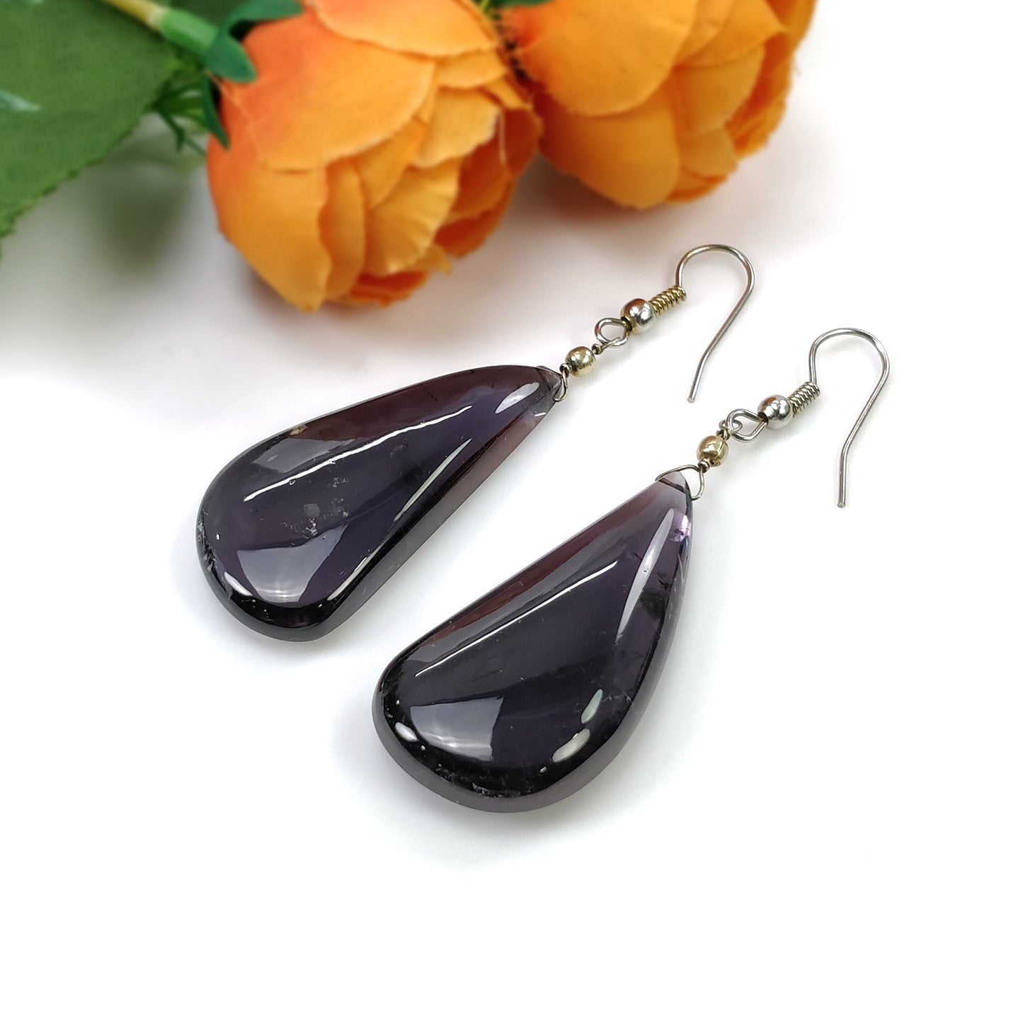 Watermelon Tourmaline Gemstone Earring : 14.56gms Natural Untreated Tourmaline 925 Sterling Silver Drop Dangle Hook Earrings 2.35"