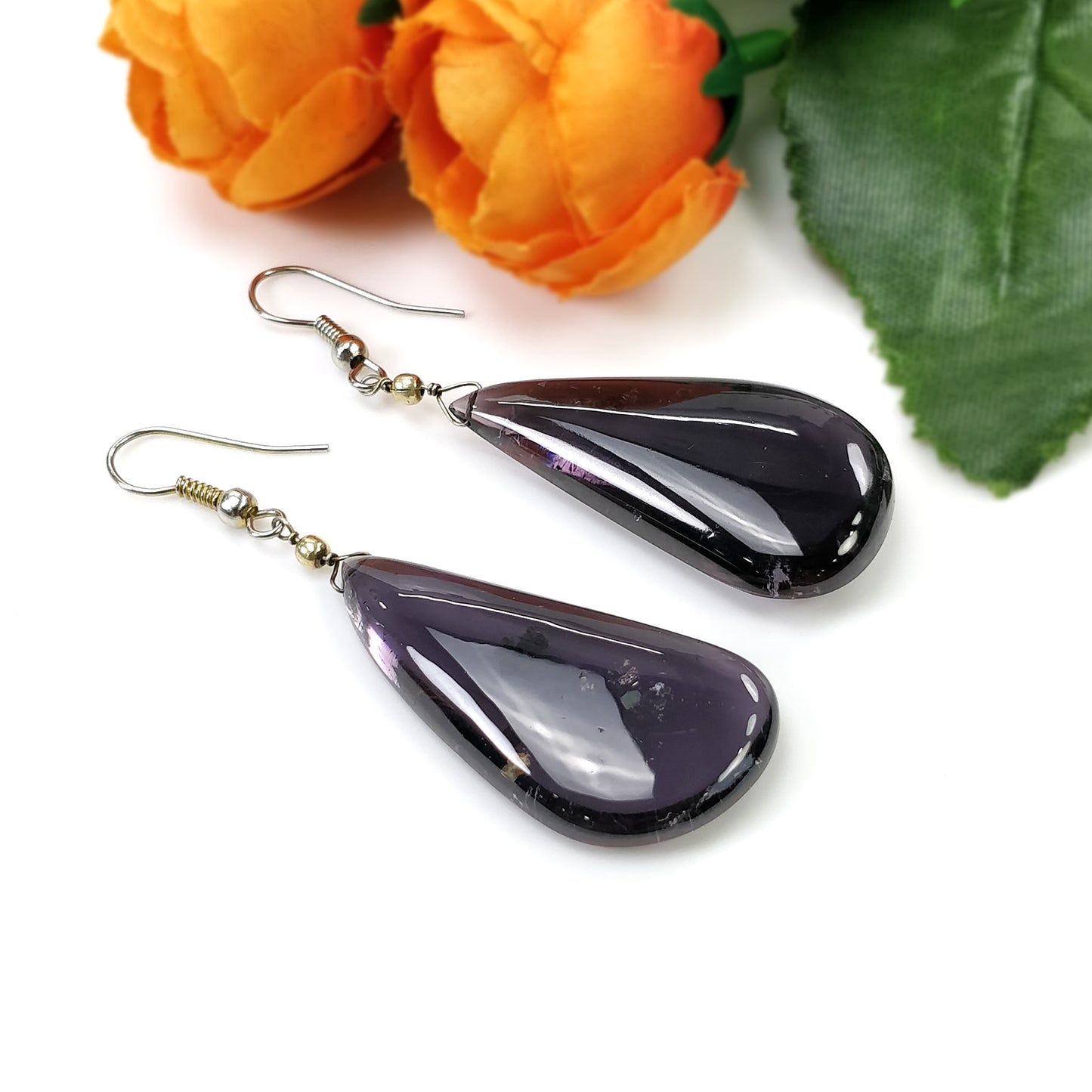 Watermelon Tourmaline Gemstone Earring : 14.56gms Natural Untreated Tourmaline 925 Sterling Silver Drop Dangle Hook Earrings 2.35"