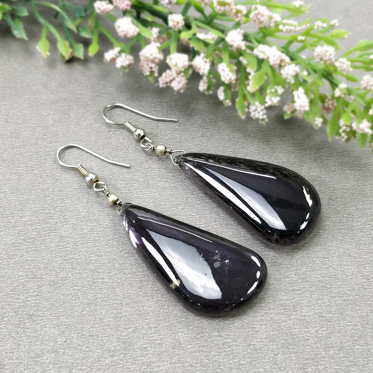 Watermelon Tourmaline Gemstone Earring : 14.56gms Natural Untreated Tourmaline 925 Sterling Silver Drop Dangle Hook Earrings 2.35"