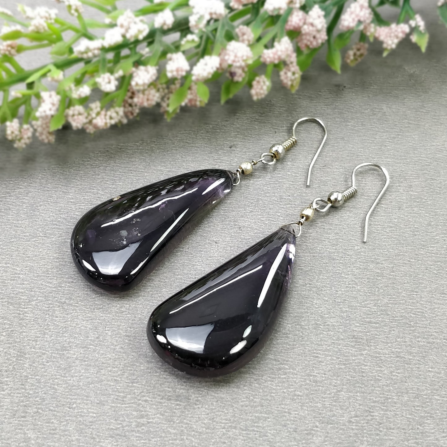 Watermelon Tourmaline Gemstone Earring : 14.56gms Natural Untreated Tourmaline 925 Sterling Silver Drop Dangle Hook Earrings 2.35"