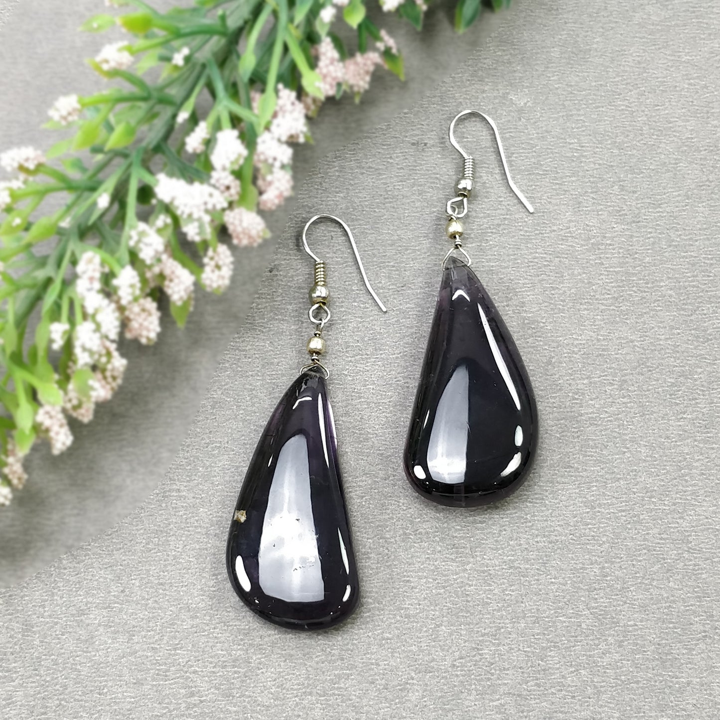 Watermelon Tourmaline Gemstone Earring : 14.56gms Natural Untreated Tourmaline 925 Sterling Silver Drop Dangle Hook Earrings 2.35"