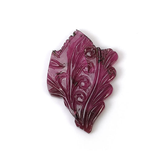 Rubellite Tourmaline Gemstone Carving : 19.20cts Natural Pink Tourmaline Hand Carved Uneven Shape 36*23mm