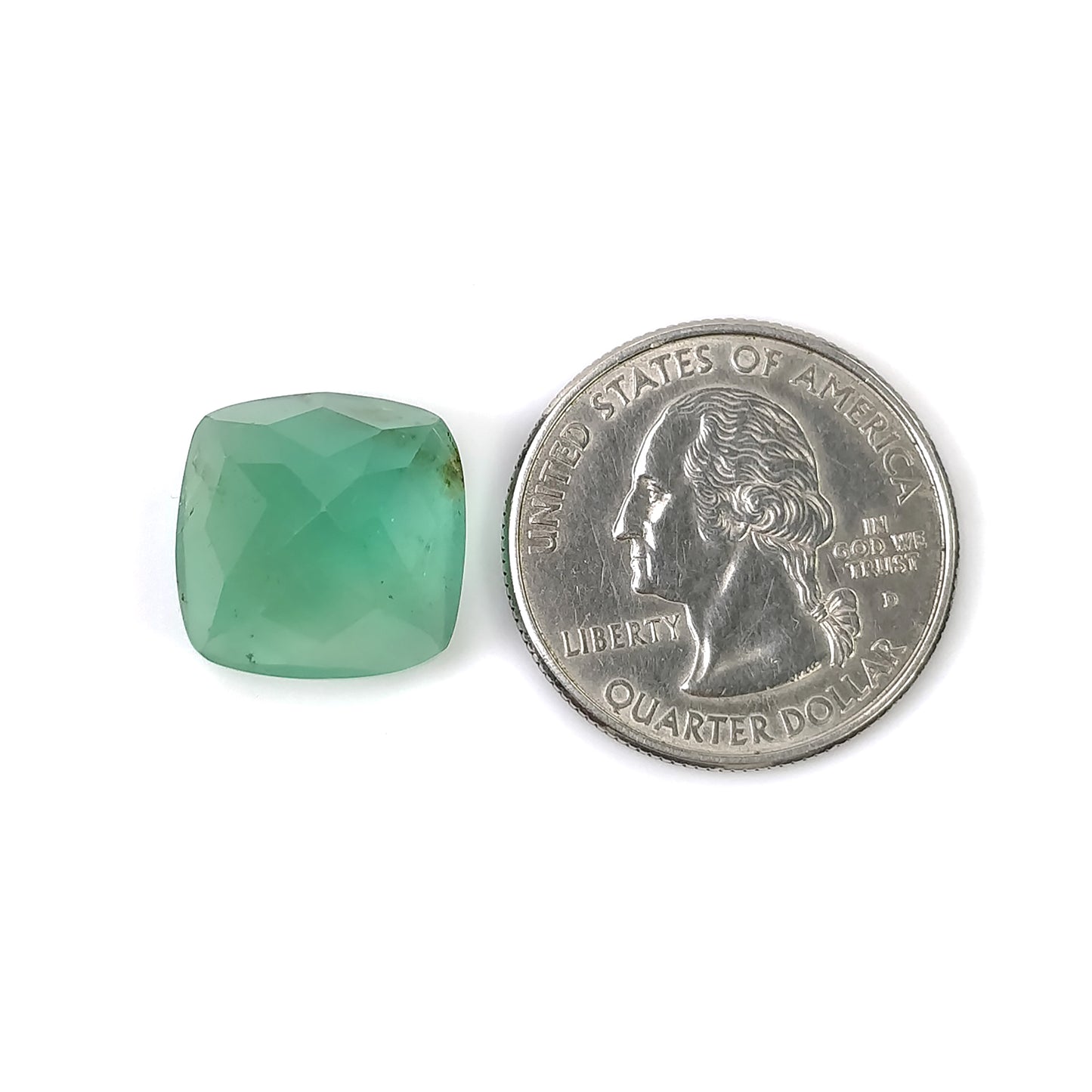 FLUORITE Gemstone Checker Cut : 19.95cts Natural Untreated Unheated Green Fluorite Faceted Sugarloaf 15mm