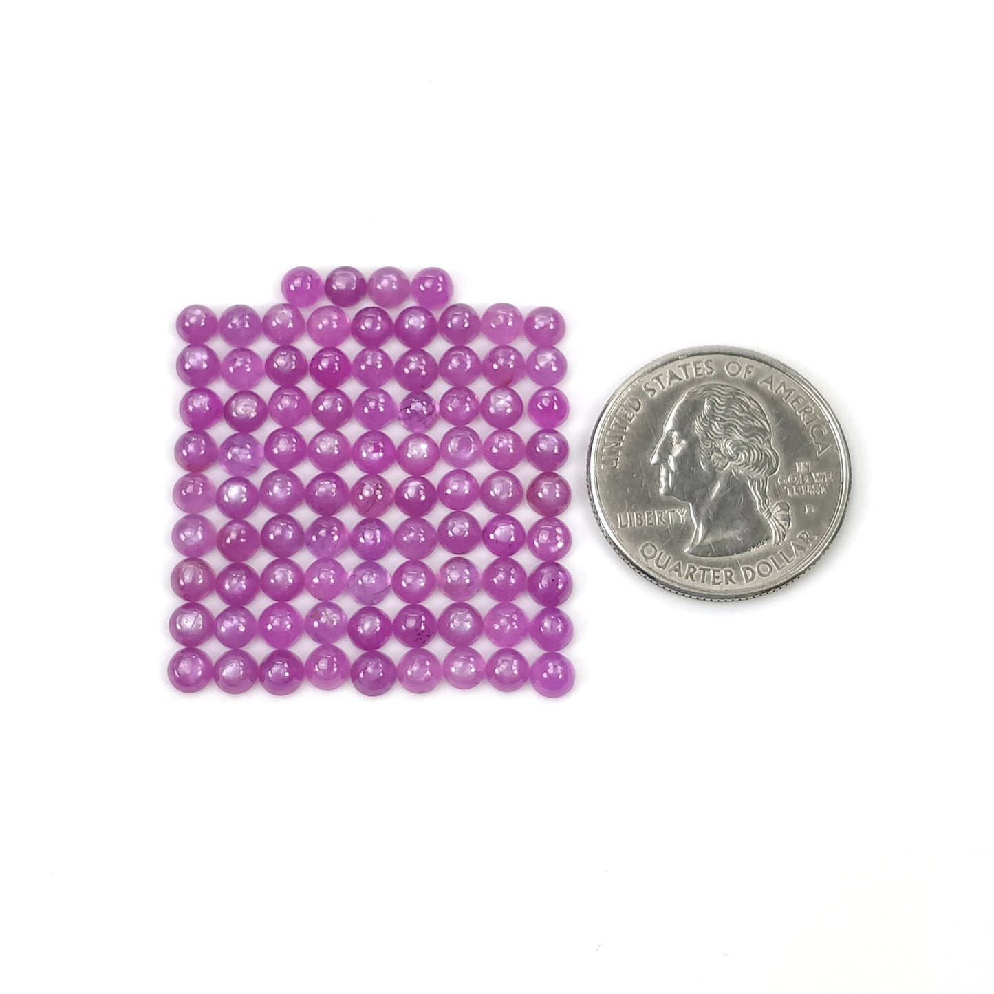 Sapphire Gemstone Cabochon : 38.00cts Natural Untreated Raspberry Pink Sapphire Round Shape Cabochon 4mm 85pcs