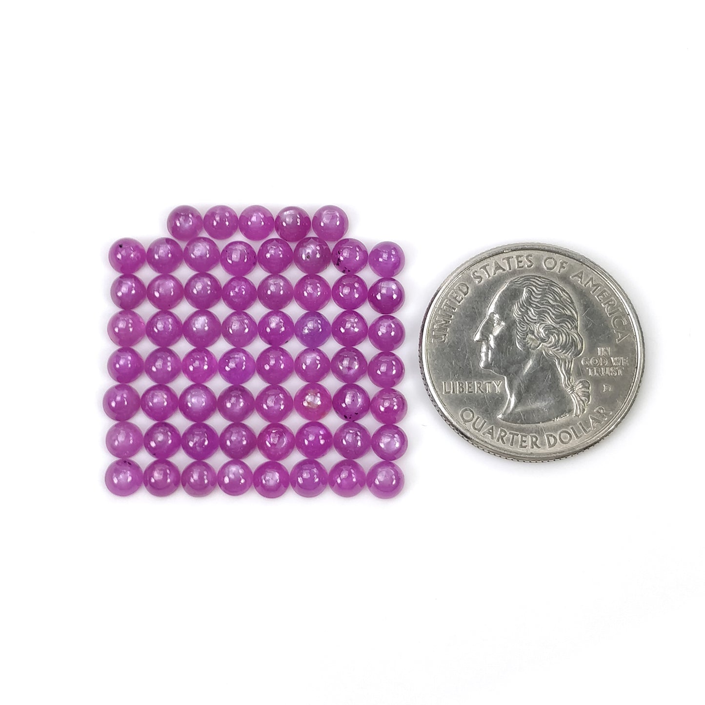 Sapphire Gemstone Cabochon : 26.70cts Natural Untreated Raspberry Pink Sapphire Round Shape Cabochon 4mm 61pcs