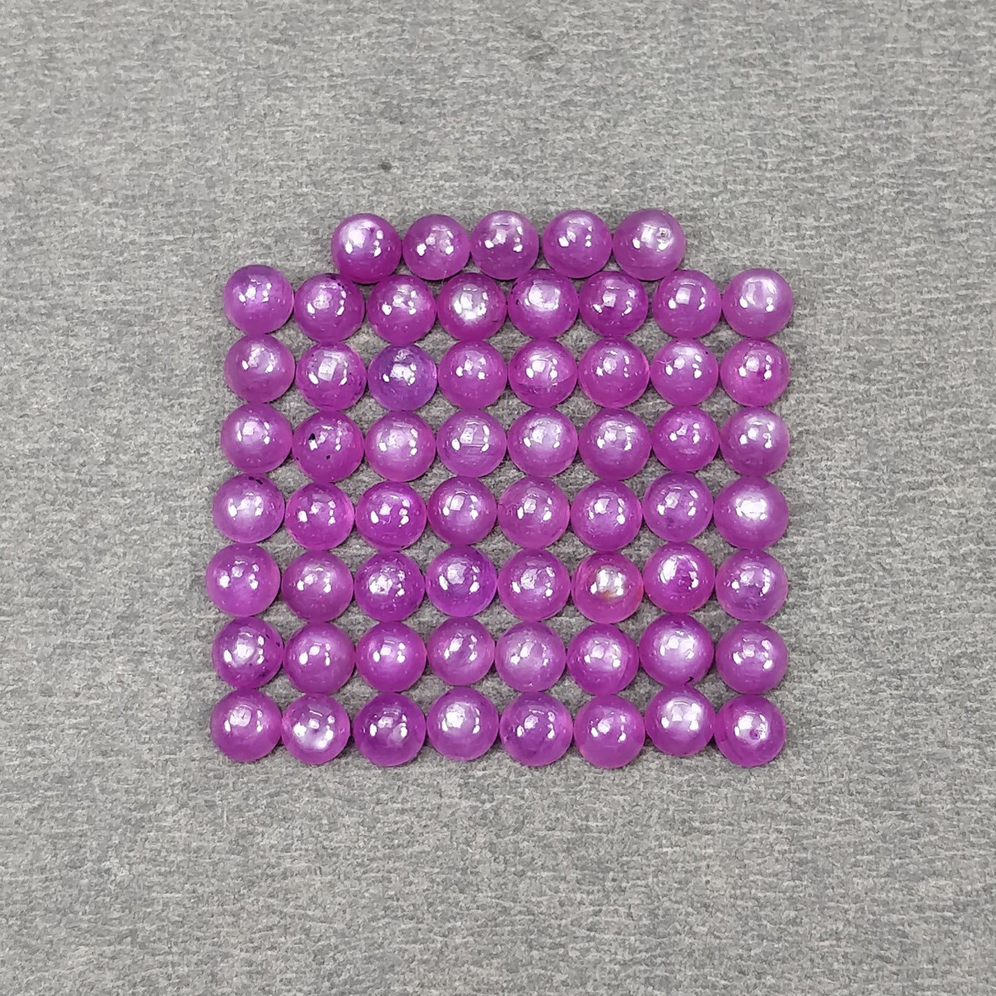 Sapphire Gemstone Cabochon : 26.70cts Natural Untreated Raspberry Pink Sapphire Round Shape Cabochon 4mm 61pcs
