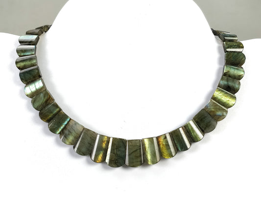 Rainbow Flashing LABRADORITE Gemstone Necklace : 14" Natural Untreated Labradorite Uneven Shape Cabochon Choker Necklace Gift For Her