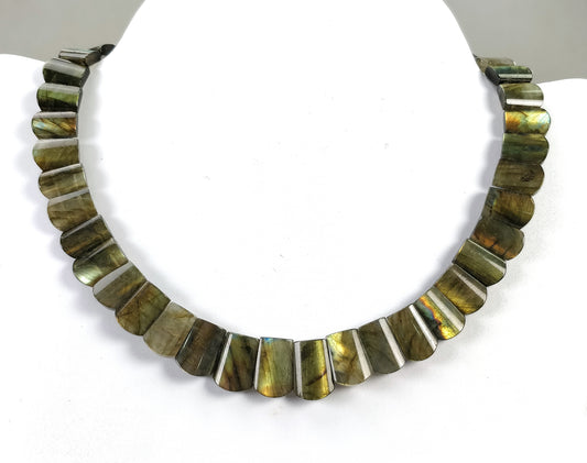 Rainbow Flashing LABRADORITE Gemstone Neclace : 14.5" Natural Untreated Labradorite Gemstone Uneven Shape Cabochon Choker Necklace Gift For Her
